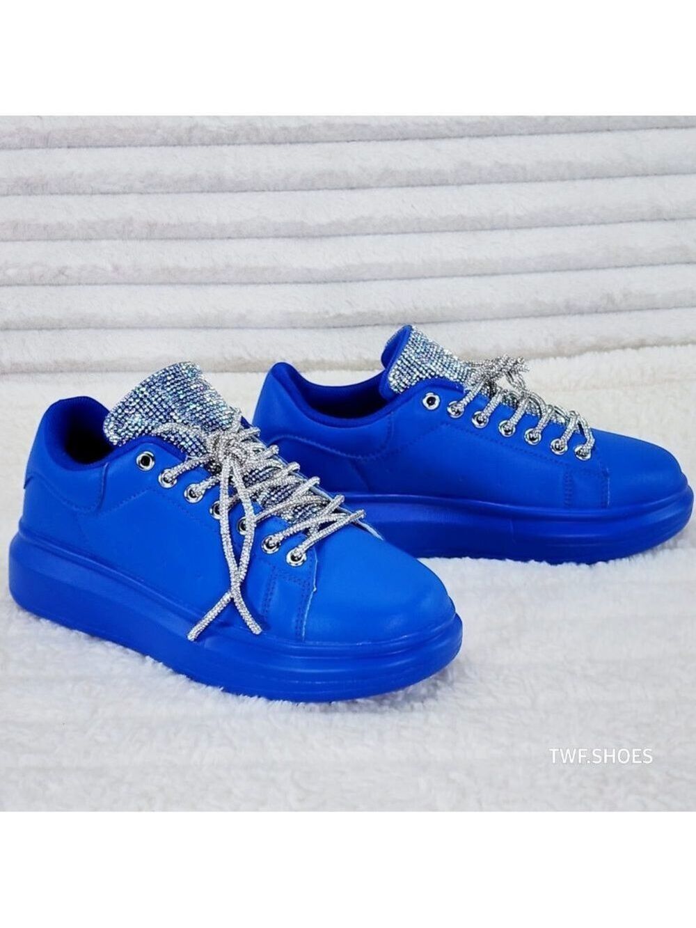 Comfy Cush 4 Brilliant Blue Rhinestone Fashion Sneakers Tennis Shoes